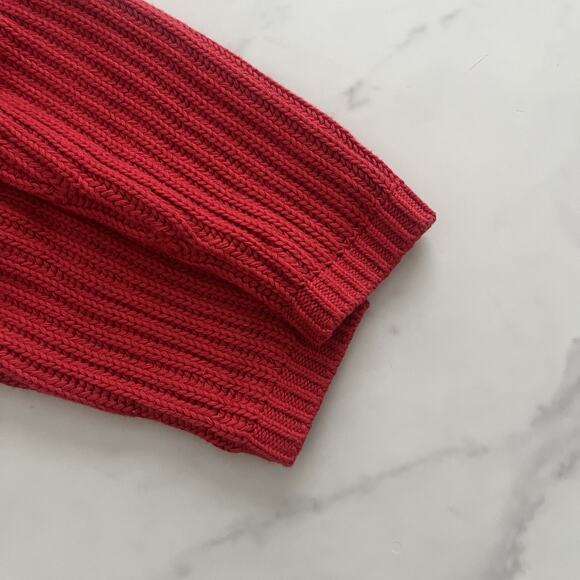 GAP Shaker Stitch Turtleneck Sweater Red Fisherman Chunky Knit Sz Large Holiday - Picture 11 of 12